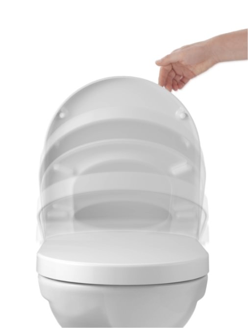 SoftClose® toilet seat closes itself with a gentle tap.