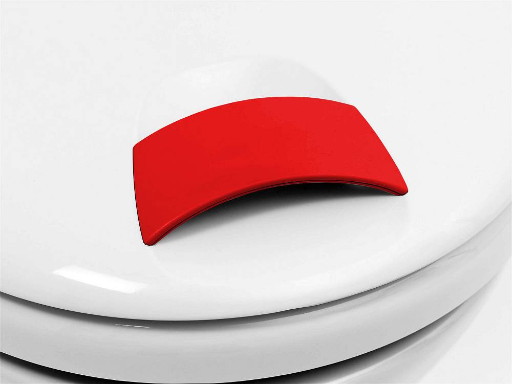 Image of the HAROMED toilet seat with red handle.