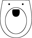 Toilet seat design in the US-shape “short”. Diagram of a toilet ceramic for short toilet seats.