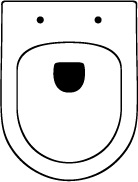Toilet seat design in D-shape. Diagram of a large toilet ceramic for rounded toilet seats in a D-shape.