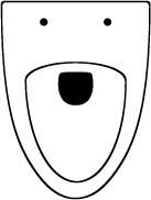Toilet seat design with pointed shape. Diagram of a tapered toilet ceramic for toilet seats in the US-shape “pointed”.