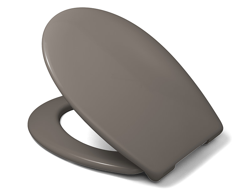 Toilet seats in dark colours such as brown, black or grey look classy and create a contrast to a light ceramic.