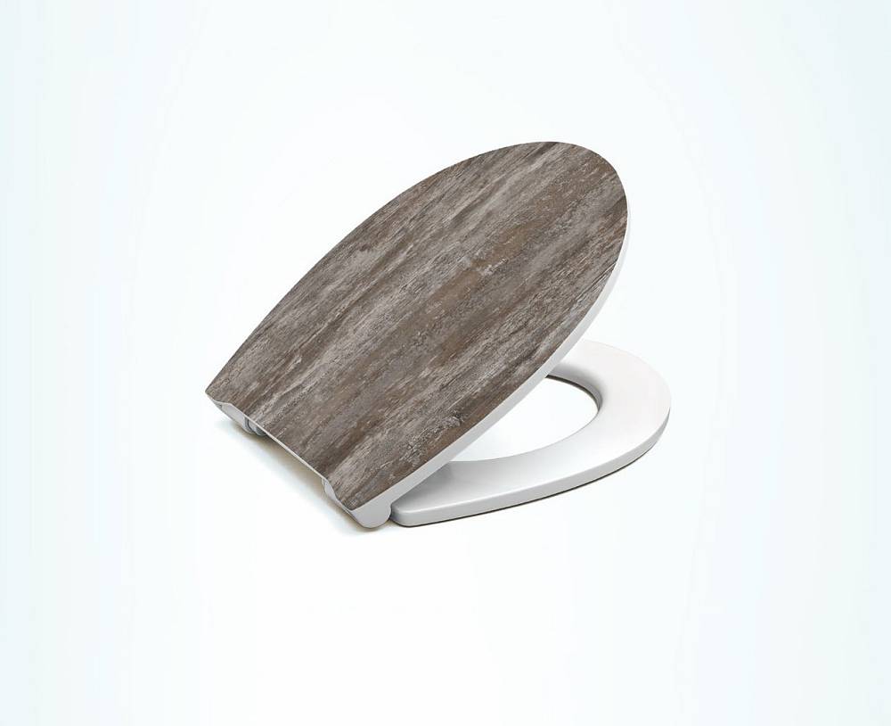 Half-open Cedo brand toilet seat from Hamberger Sanitary for your DIY store.