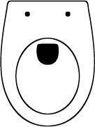 Skizze einer ovalen WC-Sitz Keramik.